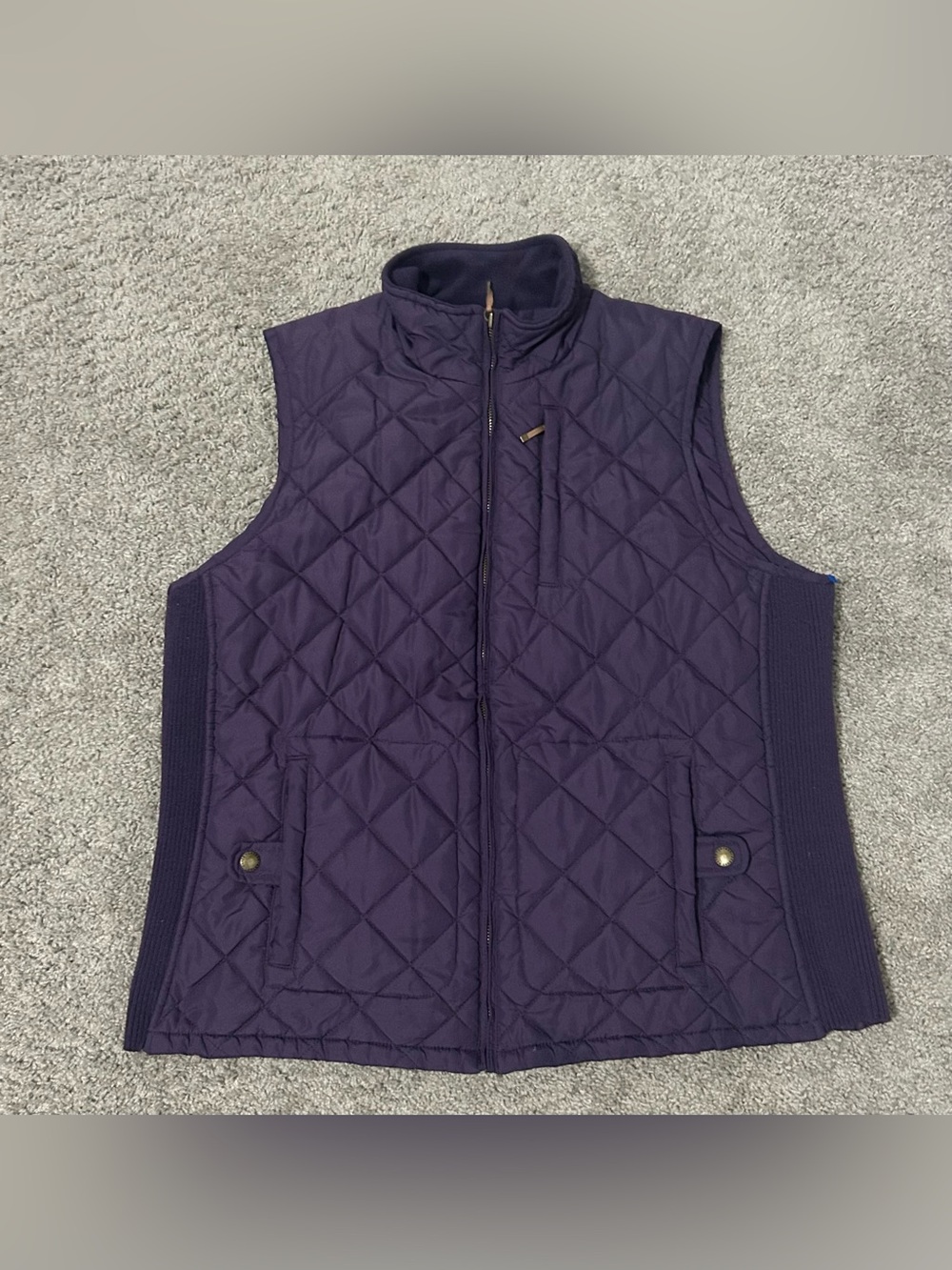 Lauren Ralph Lauren Women’s Purple Quilted Full Zip Vest 1X Stand-Up Collar